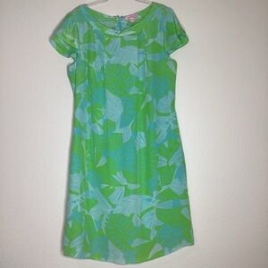 Lilly Pulitzer Silk Dress Green Blue Turtles Sz 10